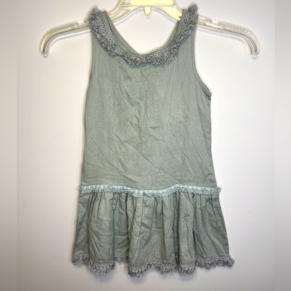 M.L. Kids Drop Waist Sea foam Green Fringe Sleeveless Dress 4T NWT